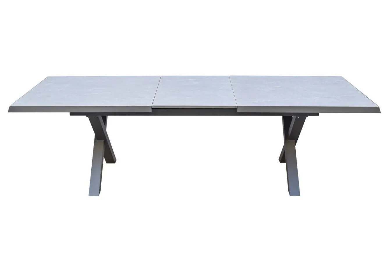 SIENA GARDEN Garten-Essgruppe, schwarz/grau, Alu/Polyrattan, Tischplatte ausziehbar 200/260 x 100 cm, inkl. 6 Diningsessel