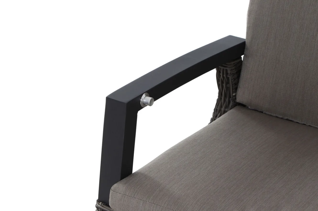 SIENA GARDEN Garten-Essgruppe, schwarz/grau, Alu/Polyrattan, Tischplatte ausziehbar 200/260 x 100 cm, inkl. 6 Diningsessel