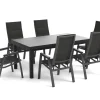 SIENA GARDEN Garten-Essgruppe, anthrazit/grau, Alu/Glas/Textilene, 180/240 x 100 cm, ausziehbar, stapelbar