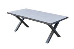 SIENA GARDEN Garten-Essgruppe, schwarz/anthrazit, Aluminium/Polyrattan/Steinimitat, 200/260 x 100 cm, ausziehbar, 6 Diningsessel