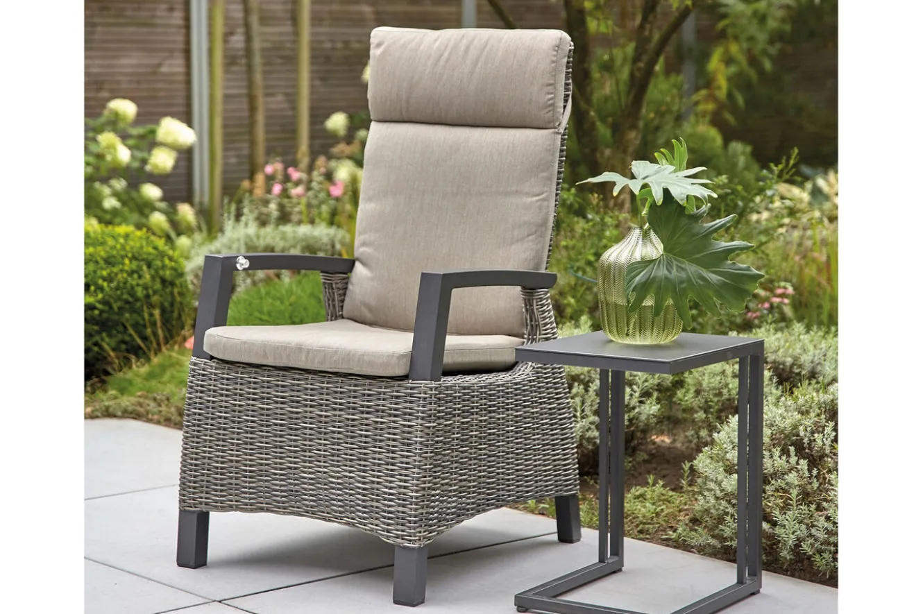 SIENA GARDEN Messina/Corido Garten-Essgruppe, anthrazit/grau, Alu/Gardino®-Geflecht/Keramik, 200-260 x 100 cm, inkl. 8 Diningsessel