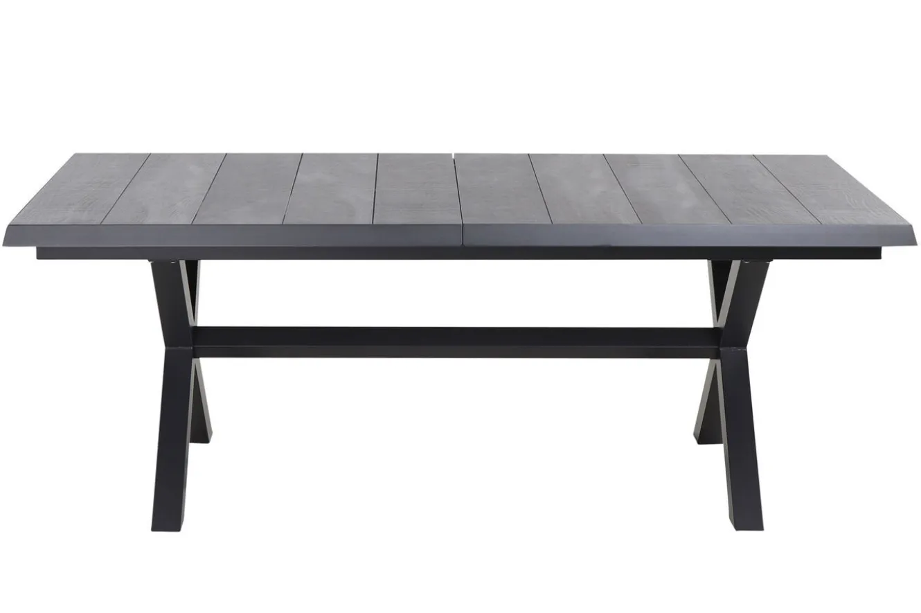 SIENA GARDEN Messina/Velia Garten-Essgruppe, anthrazit/grau, Alu/Textilgewebe/Keramik, 200-260x100 cm, inkl. 8 Diningsessel, stufenlos verstellbar