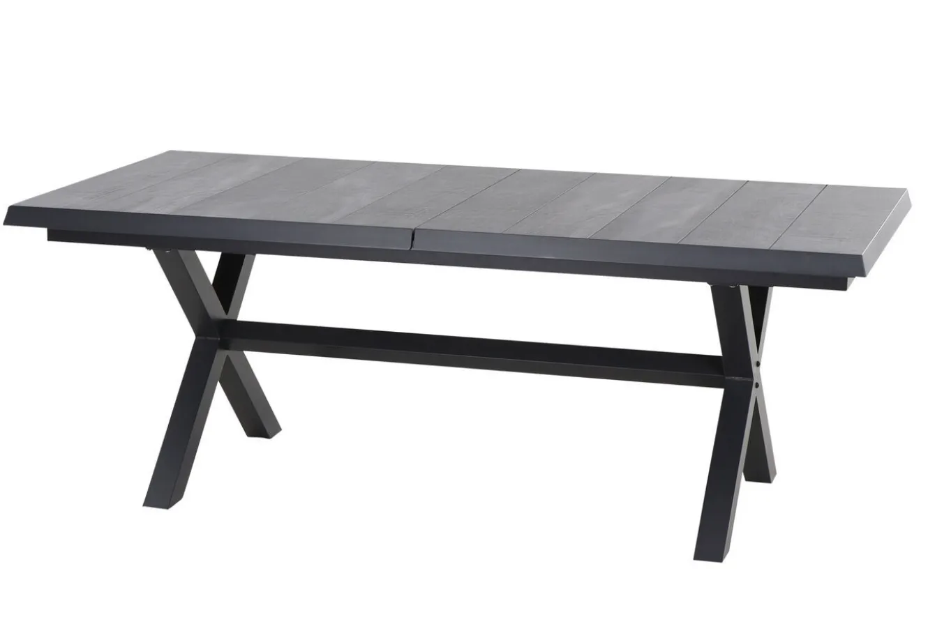 SIENA GARDEN Messina/Velia Garten-Essgruppe, anthrazit/grau, Alu/Textilgewebe/Keramik, 200-260x100 cm, inkl. 8 Diningsessel, stufenlos verstellbar