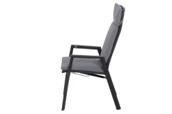 SIENA GARDEN Messina/Velia Garten-Essgruppe, anthrazit/grau, Alu/Textilgewebe/Keramik, 200-260x100 cm, inkl. 6 Diningsessel, stufenlos verstellbar