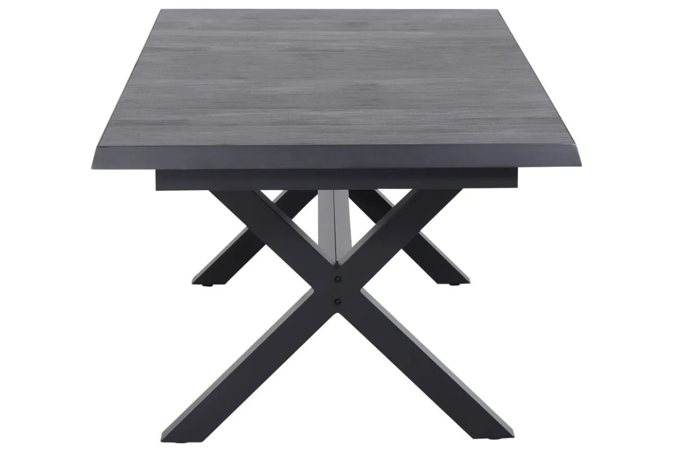SIENA GARDEN Messina/Velia Garten-Essgruppe, anthrazit/grau, Alu/Textilgewebe/Keramik, 200-260x100 cm, inkl. 6 Diningsessel, stufenlos verstellbar
