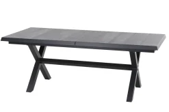 SIENA GARDEN Messina/Velia Garten-Essgruppe, anthrazit/grau, Alu/Ranotex®-Gewebe/Keramik, 200-260 x 100 cm, inkl. 6 Diningsessel