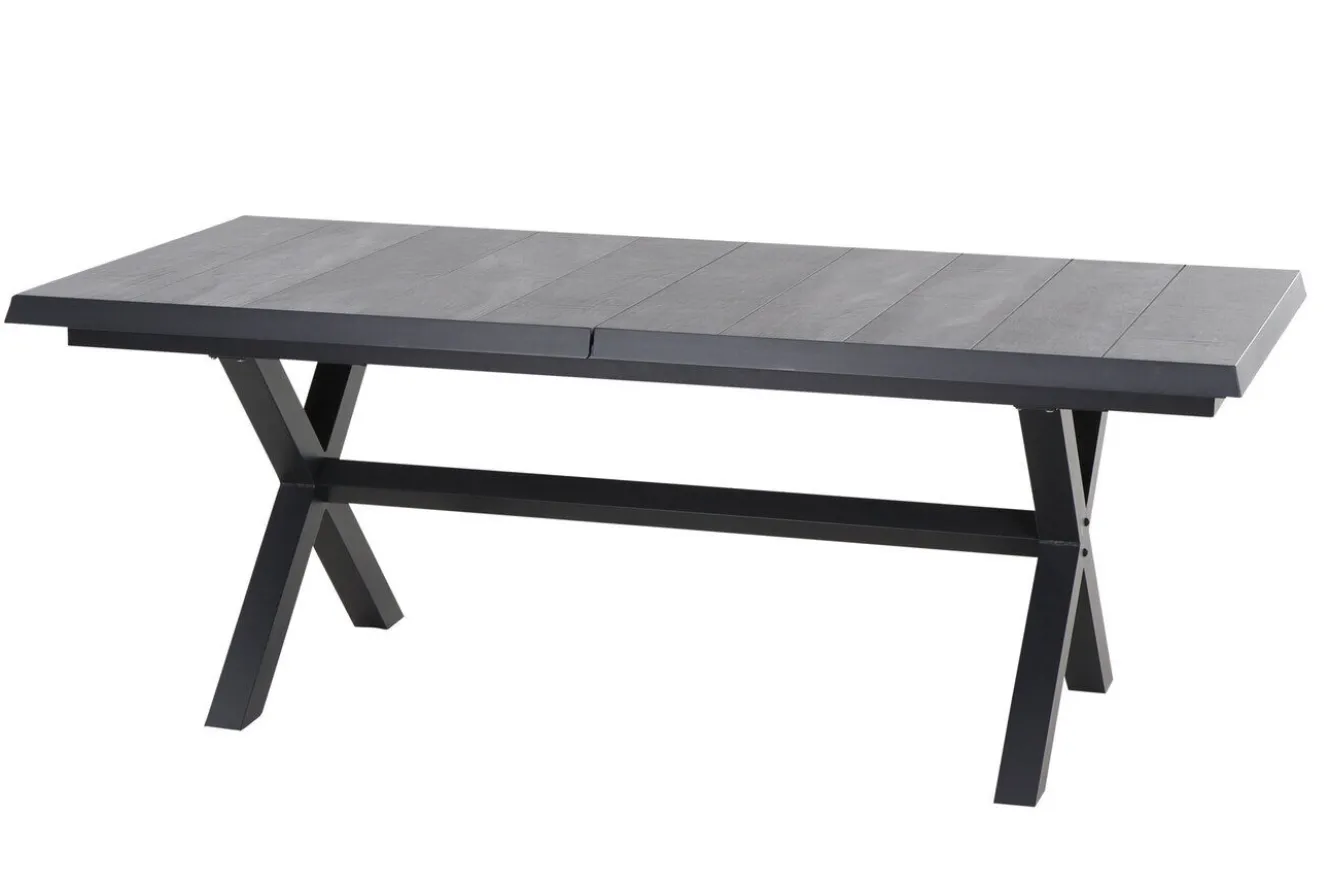 SIENA GARDEN Messina/Velia Garten-Essgruppe, anthrazit/grau, Alu/Ranotex®-Gewebe/Keramik, 200-260 x 100 cm, inkl. 6 Diningsessel