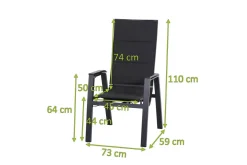 SIENA GARDEN Milano Move Stapelsessel, anthrazit matt, Alu/Ranotex, 59 x 73 x 110 cm, stufenlos verstellbar
