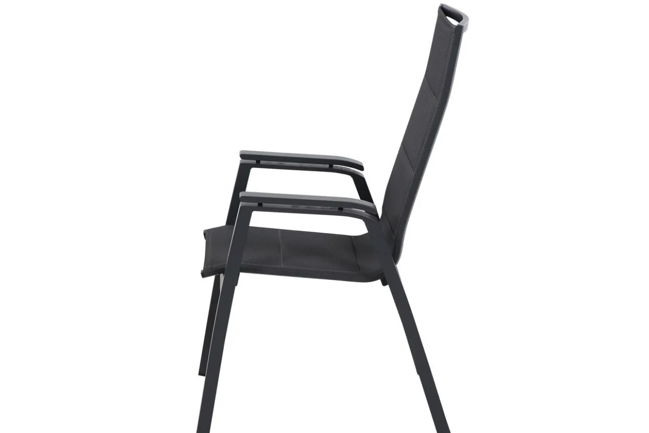 SIENA GARDEN Milano Sessel, anthrazit matt, Aluminium pulverbeschichtet/Ranotex, 59 x 69 x 105 cm, stapelbar