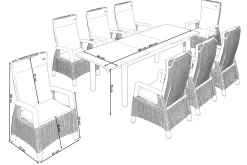 SIENA GARDEN Miros/Corido Garten-Essgruppe, anthrazit, Aluminium/Glas/Gardino®-Geflecht, Ausziehtisch 180/240x90 cm, 8 Sessel