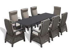 SIENA GARDEN Miros/Corido Garten-Essgruppe, anthrazit, Aluminium/Glas/Gardino®-Geflecht, Ausziehtisch 180/240x90 cm, 8 Sessel