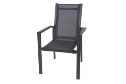 SIENA GARDEN Miros Garten-Essgruppe, anthrazit/dark concrete, Alu/Glas, Ausziehtisch 180/240cm, 6x Stapelsessel, Witterungsbeständig