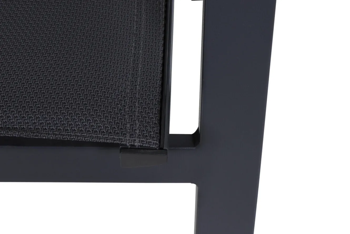 SIENA GARDEN Miros/Milano Garten-Essgruppe, anthrazit, Alu/Ranotex-Gewebe, Ausziehtisch 180/240x90cm, 6 Stapelsessel