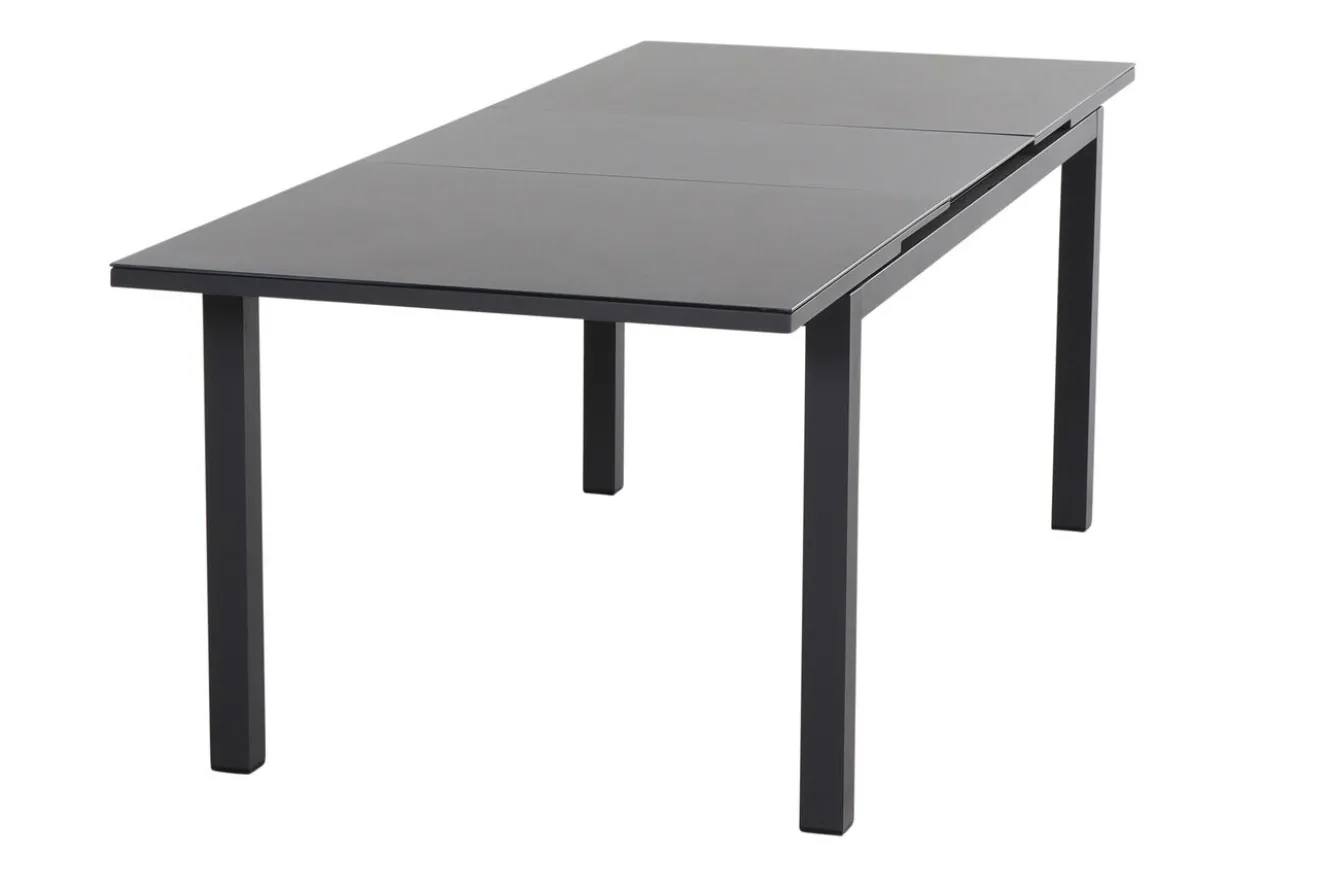 SIENA GARDEN Miros/Milano Garten-Essgruppe, anthrazit, Alu/Ranotex-Gewebe, Ausziehtisch 180/240x90cm, 6 Stapelsessel