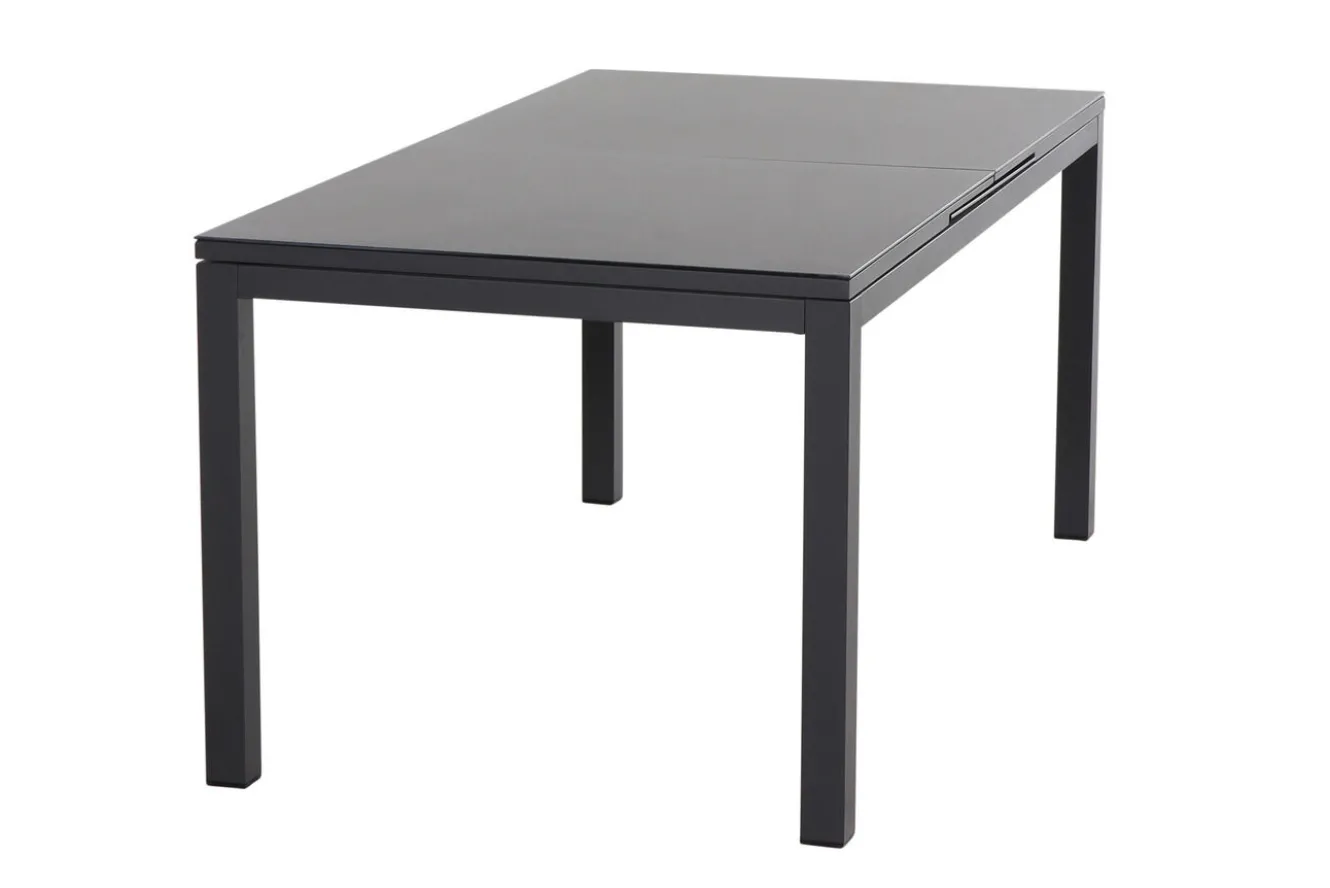 SIENA GARDEN Miros/Milano Garten-Essgruppe, anthrazit, Alu/Ranotex-Gewebe, Ausziehtisch 180/240x90cm, 6 Stapelsessel