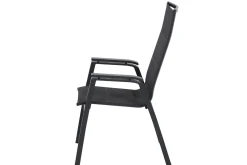 SIENA GARDEN Miros/Milano Garten-Essgruppe, anthrazit, Alu/Ranotex-Gewebe, Ausziehtisch 180/240 x 90 cm, 6 Sessel