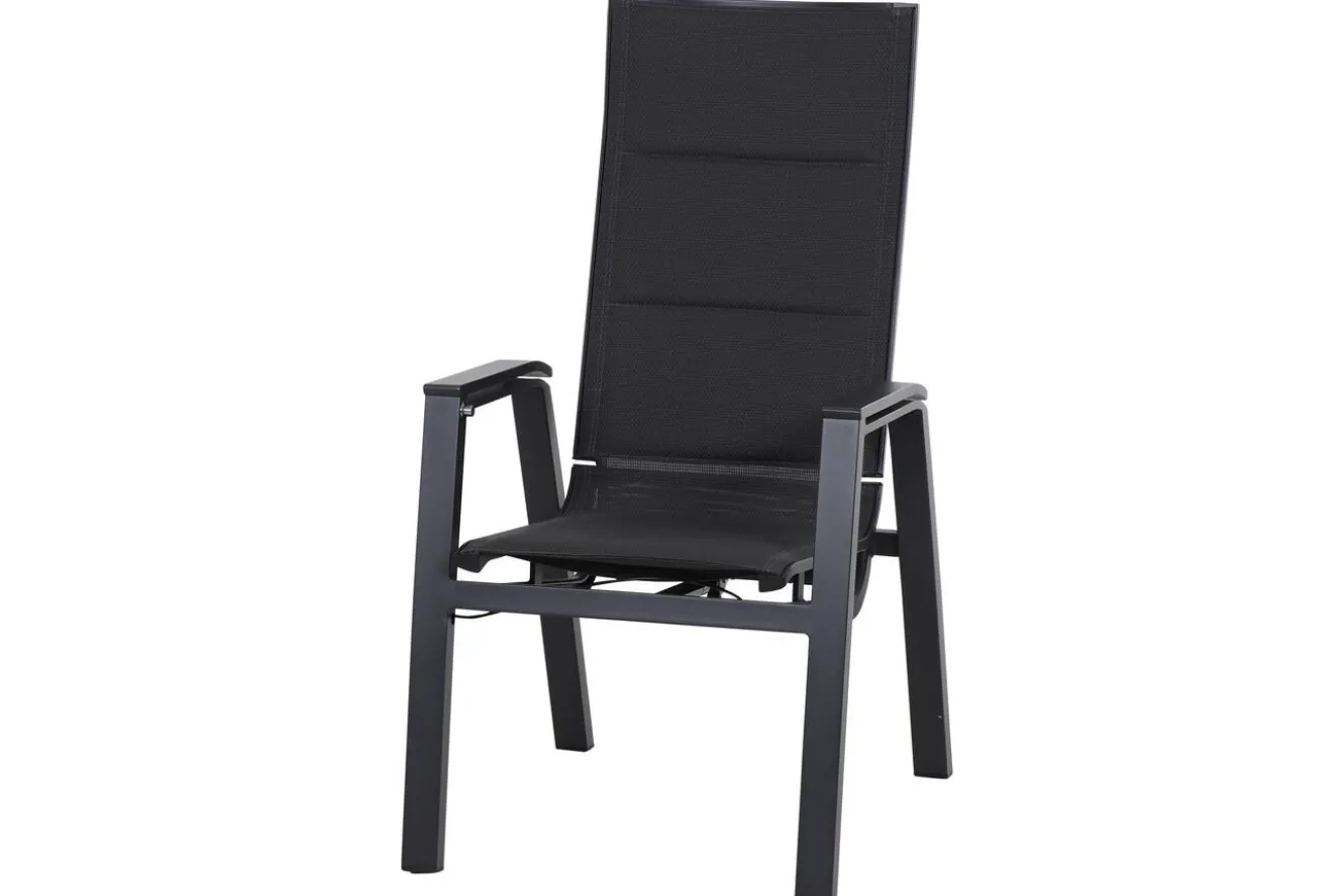 SIENA GARDEN Miros/Milano Garten-Essgruppe, anthrazit, Alu/Ranotex-Gewebe, Ausziehtisch 180/240x90 cm, 4 Stapelsessel