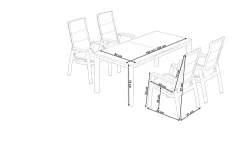 SIENA GARDEN Miros/Milano Garten-Essgruppe, anthrazit, Alu/Ranotex-Gewebe, Ausziehtisch 180/240x90 cm, 4 Stapelsessel