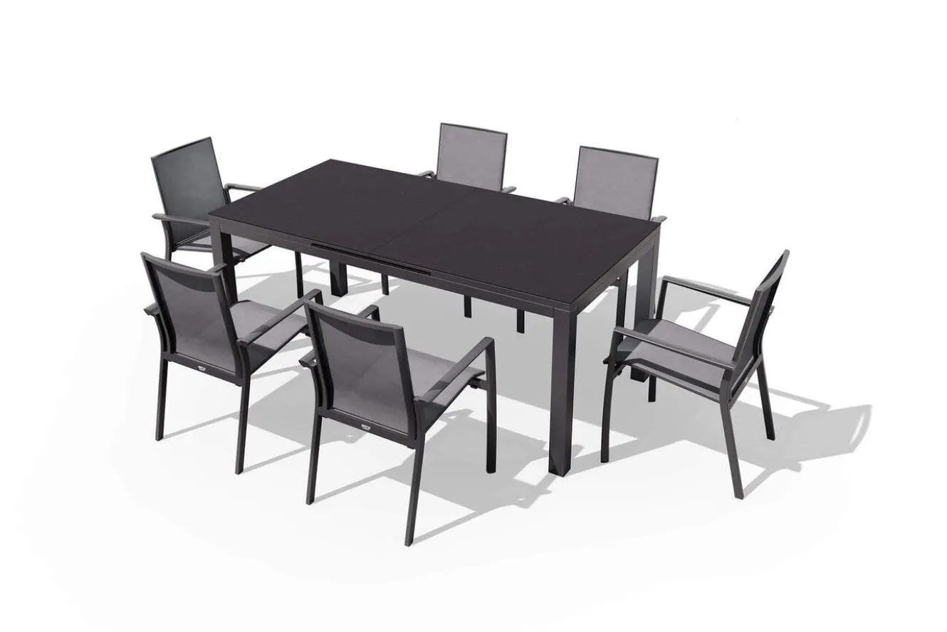SIENA GARDEN Miros/Velia Garten-Essgruppe, anthrazit, Aluminium, 180/240 x 90 cm, ausziehbar, witterungsbeständig
