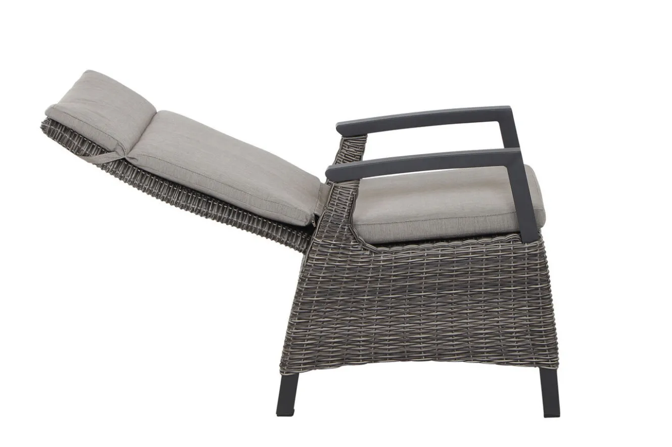 SIENA GARDEN Premium Garten-Essgruppe, anthrazit matt/grau, Aluminium und Polyrattan, Tisch 160/260 x 100 cm, 6 Dining-Sessel