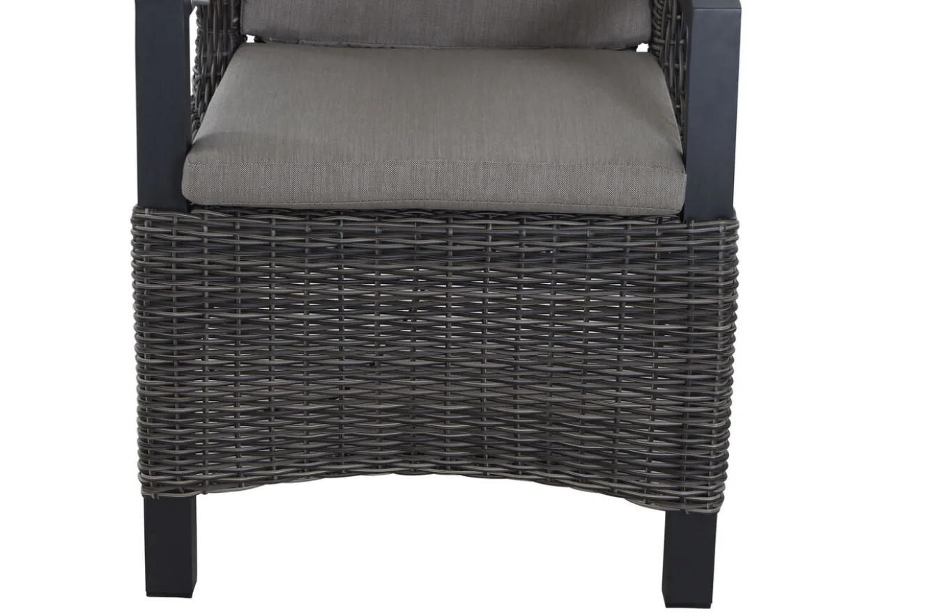 SIENA GARDEN Premium Garten-Essgruppe, anthrazit matt/grau, Aluminium und Polyrattan, Tisch 160/260 x 100 cm, 6 Dining-Sessel