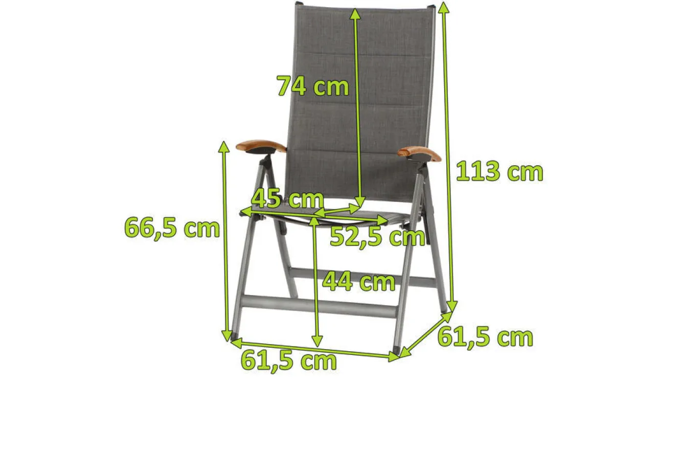 SIENA GARDEN Savin XL Klappsessel, graphit/grau, Aluminium/Texfabric