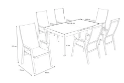 SIENA GARDEN Savona Garten-Essgruppe, anthrazit matt/grau, Alu/Glas/Teak/Ranotex, 180/240 x 100 cm, ausziehbar