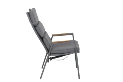 SIENA GARDEN Savona Sessel, matt graphit , Alu/Teak/Texfabric, 74x60x110 cm, verstellbare Rückenlehne, inkl. Polster