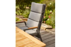 SIENA GARDEN Savona Sessel, matt graphit , Alu/Teak/Texfabric, 74x60x110 cm, verstellbare Rückenlehne, inkl. Polster