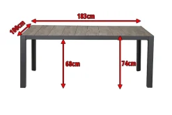 SIENA GARDEN Silva Diningtisch, anthrazit/washed grey, Alu/Keramik, 180x100cm