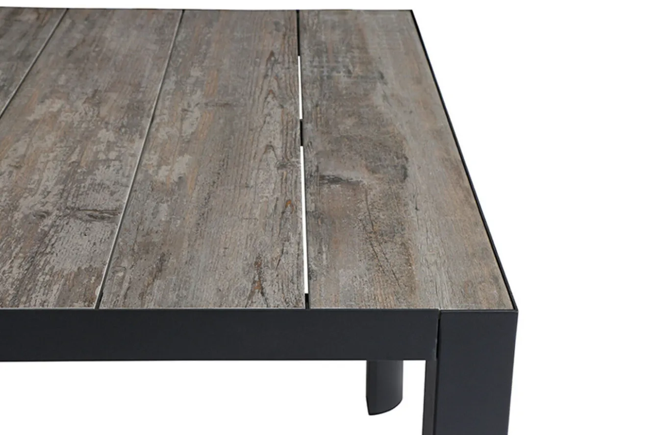 SIENA GARDEN Silva Diningtisch, anthrazit/washed grey, Alu/Keramik, 180x100cm