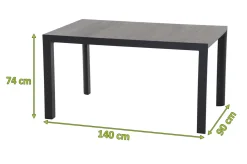 SIENA GARDEN Silva Esstisch, anthrazit/grau, Alu/Keramik, 140x90 cm