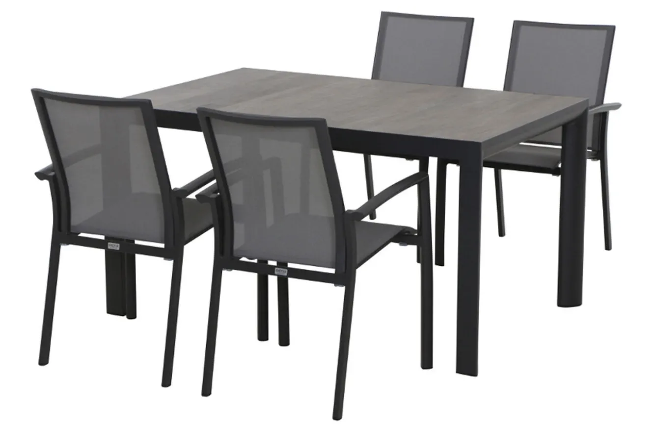 SIENA GARDEN Silva Esstisch, anthrazit/grau, Alu/Keramik, 140x90 cm