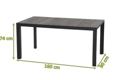 SIENA GARDEN Silva Esstisch, anthrazit/grau, Alu/Keramik, 160x90 cm