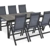 SIENA GARDEN Silva Garten-Essgruppe mit 6 Klappstühlen, anthrazit/grau, Alu/Textilene, Tisch mit Keramikplatte 180 x 100 cm