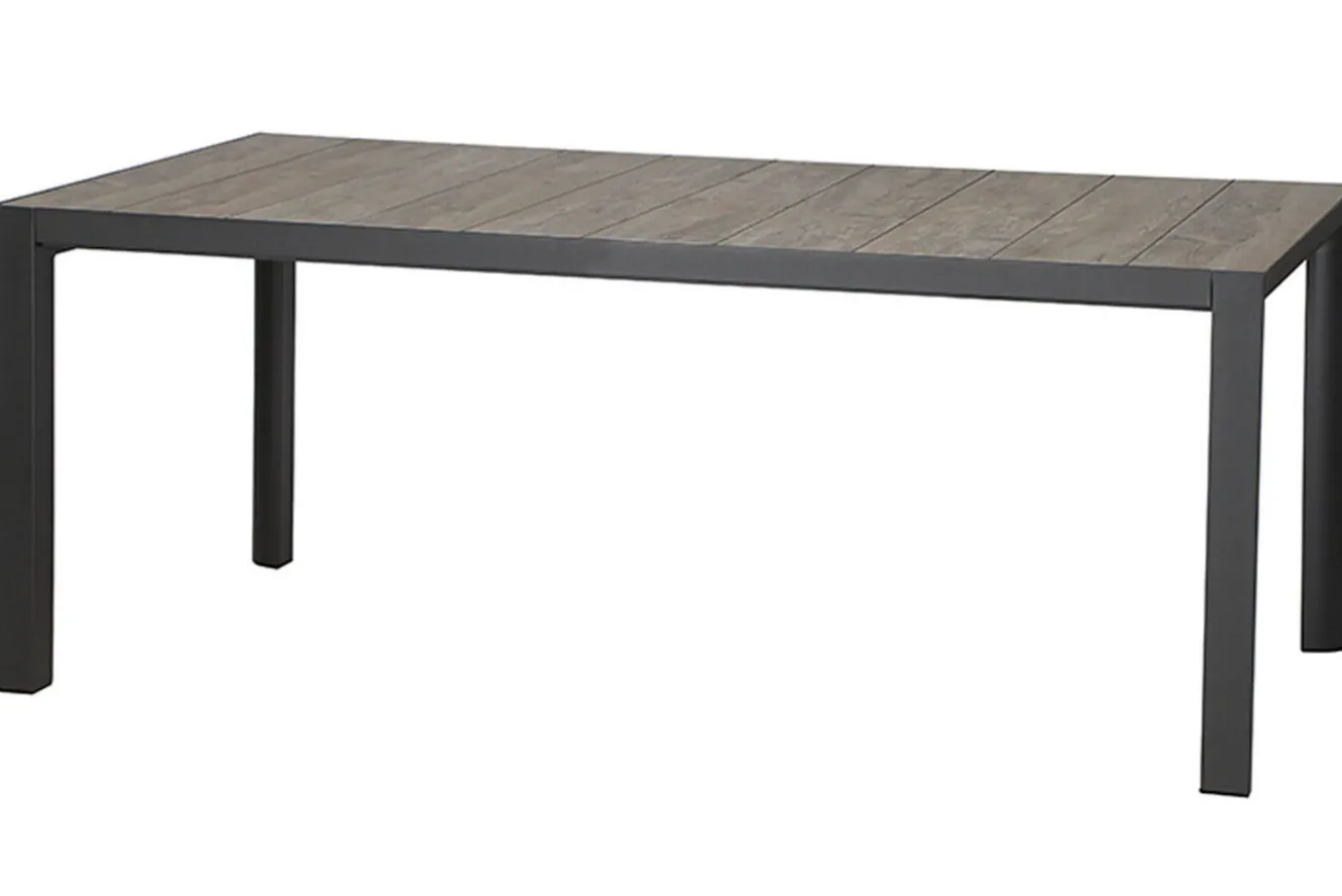 SIENA GARDEN Silva Garten-Essgruppe mit 6 Klappstühlen, anthrazit/grau, Alu/Textilene, Tisch mit Keramikplatte 180 x 100 cm
