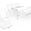 SIENA GARDEN Silva Garten-Essgruppe mit 6 Klappstühlen, anthrazit/grau, Alu/Textilene, Esstisch mit Keramikplatte 160 x 90 cm