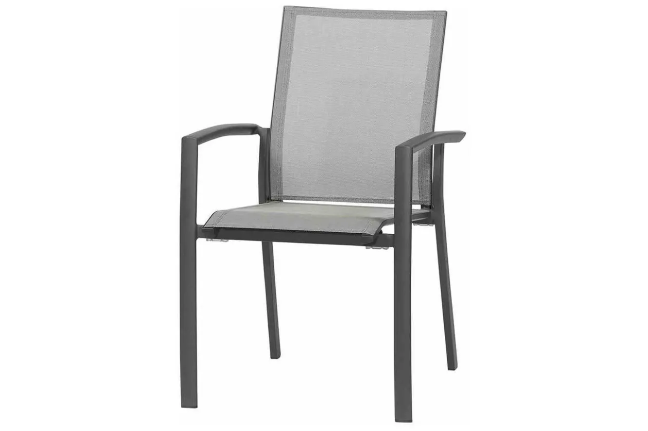 SIENA GARDEN Silva/Velia Garten-Essgruppe, anthrazit/grau, Alu/Ranotex®-Gewebe/Keramik, 160 x 90cm, inkl. 6 Diningsessel