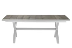 SIENA GARDEN Sincro Ausziehtisch, matt weiß-grau/washed grey, Alu/Keramik, 200/260x100 cm, synchroner Auszugsmechanismus