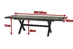 SIENA GARDEN Sincro Ausziehtisch, anthrazit/natur-grau, Alu/Keramik, 200/260 x 100 cm