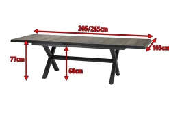 SIENA GARDEN Sincro Ausziehtisch, anthrazit/natur-grau, Alu/Keramik, 200/260 x 100 cm
