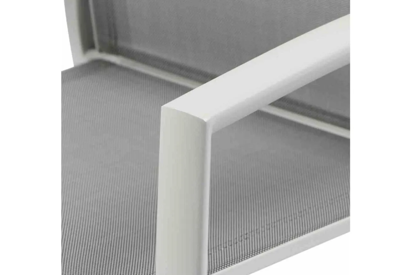 SIENA GARDEN Sincro/Velia Garten-Essgruppe für 8 Personen, matt weiß-grau/washed grey, Alu/Ranotex, ausziehbare Tischplatte aus Keramik, stapelbare Stühle