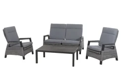 SIENA GARDEN Solea Sofa, anthrazit/blau, Aluminium, 151,5x85x97 cm, stufenlos verstellbar