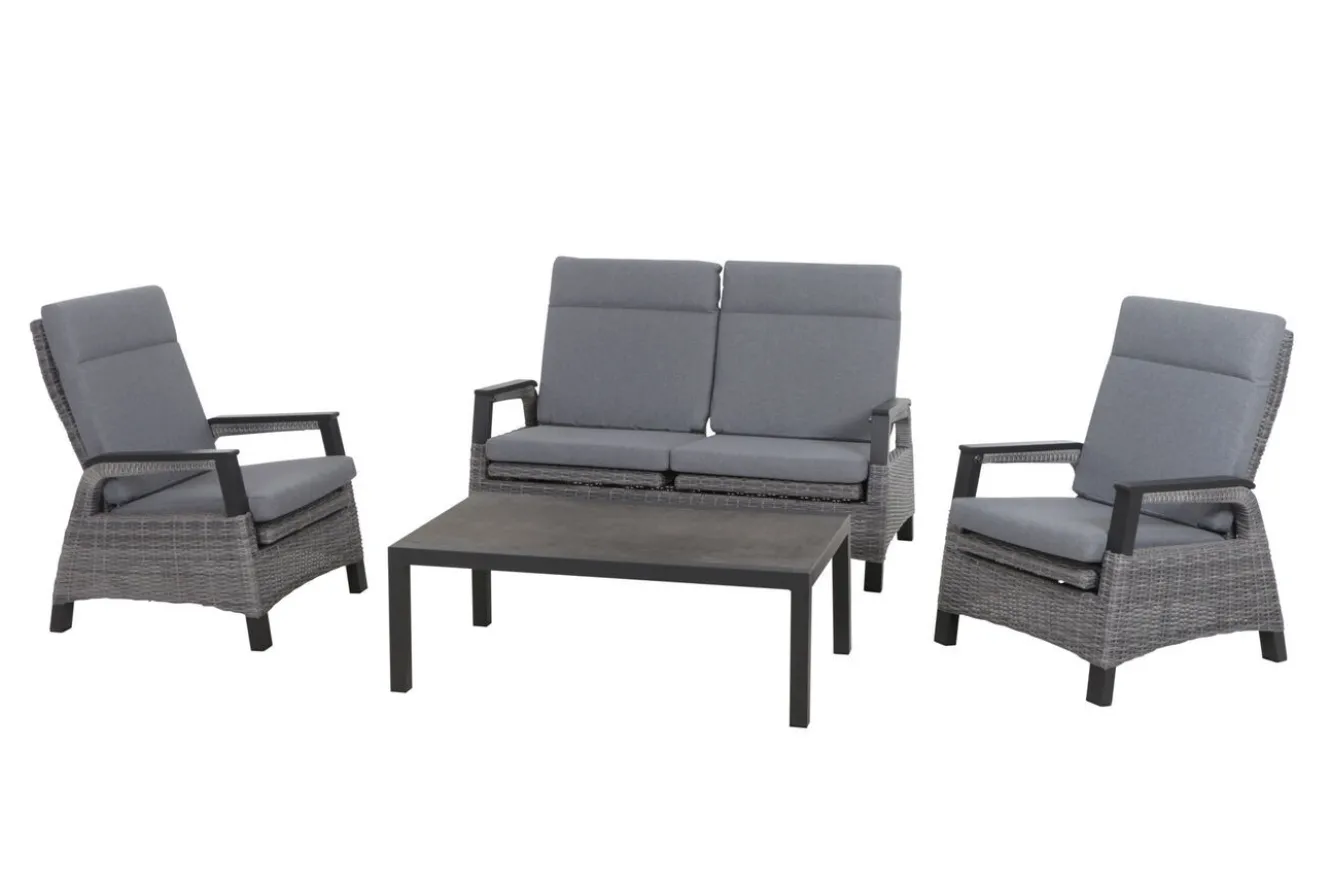 SIENA GARDEN Solea Sofa, anthrazit/blau, Aluminium, 151,5x85x97 cm, stufenlos verstellbar
