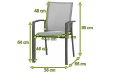 SIENA GARDENStapelsessel Velia, Aluminium/Ranotex, 66 x 56 x 89 cm, anthrazit