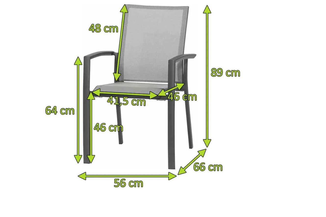 SIENA GARDENStapelsessel Velia, Aluminium/Ranotex, 66 x 56 x 89 cm, anthrazit
