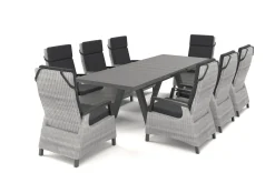 SIENA GARDEN Tirana/Corido Garten-Essgruppe, matt anthrazit, Aluminium/Keramik, Ausziehtisch, 8 Sessel