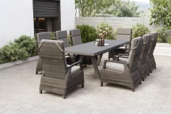 SIENA GARDEN Tirana/Corido Garten-Essgruppe, anthrazit, Aluminium/Keramik/Polyrattan, Ausziehtisch, 8 verstellbare Sessel