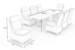 SIENA GARDEN Tirana/Corido Garten-Essgruppe, anthrazit, Aluminium/Keramik/Polyrattan, Ausziehtisch, 8 verstellbare Sessel