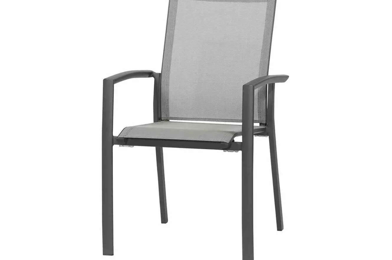 SIENA GARDEN Tirana/Velia Garten-Essgruppe, matt anthrazit/wood-grey, Aluminium/Keramik, Ausziehtisch, 8 Stapelsessel